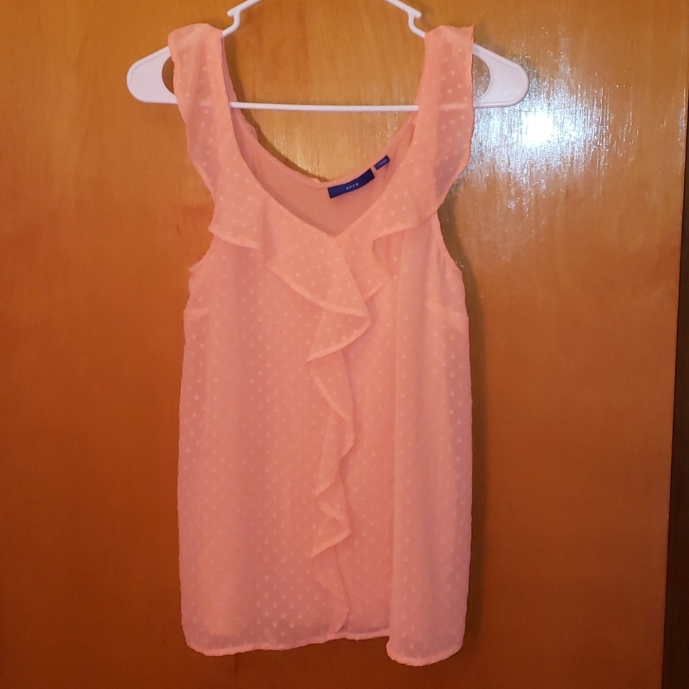 Apt. 9 flowy peach tank top with ruffles Small
